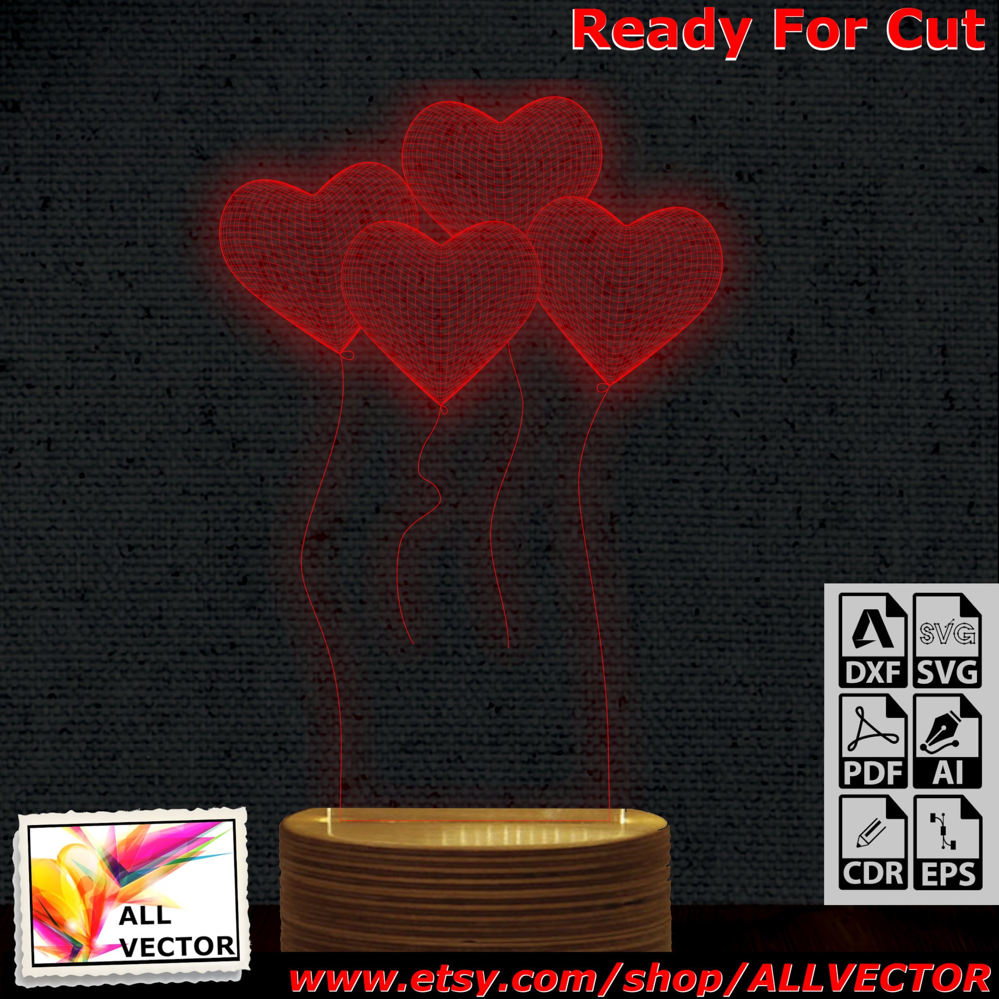 Heart Balloon 3d Illusion Acrylic Hologram Night Led Lamp Etsy Heart Balloon 3d Illusion Acrylic Hologram Night Led Lamp Etsy
