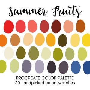 Summer Fruits Procreate Color Palette | Color Swatches | iPad Procreate Illustration Tools | Beach Theme | Digital Download | Branding Tools