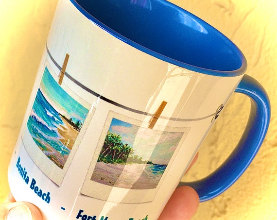 Wraparound Mug - Art - Souvenir - Fort Myers Beach - Bonita Beach - Sanibel Island - Florida Gulf Coast