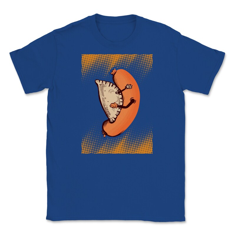 Pierogi Kielbasa Meat Sausage Dumplings Cooking Fan-fried Dough Cuisine Ground Meat Mushrooms Fruits Filling Top Unisex T-Shirt