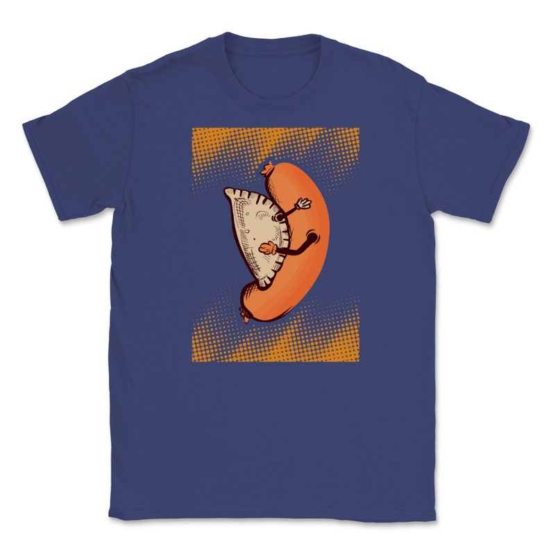Pierogi Kielbasa Meat Sausage Dumplings Cooking Fan-fried Dough Cuisine Ground Meat Mushrooms Fruits Filling Top Unisex T-Shirt