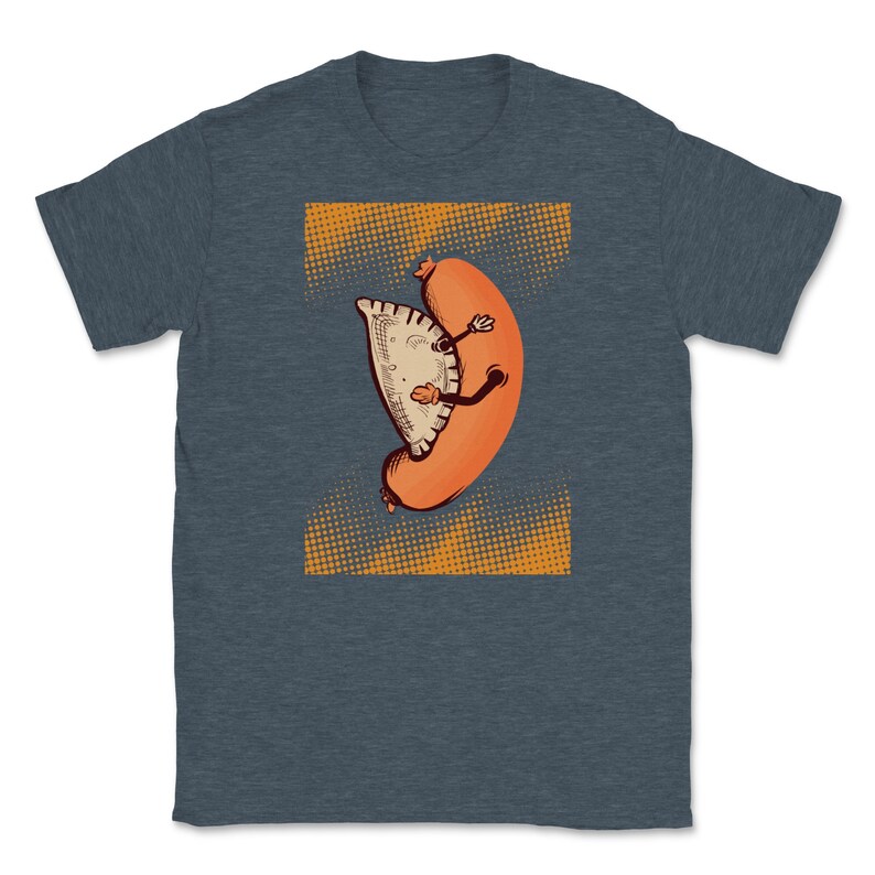 Pierogi Kielbasa Meat Sausage Dumplings Cooking Fan-fried Dough Cuisine Ground Meat Mushrooms Fruits Filling Top Unisex T-Shirt
