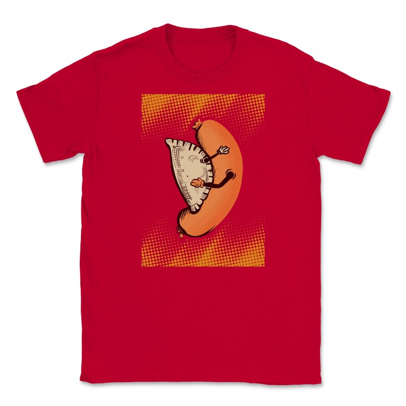 Pierogi Kielbasa Meat Sausage Dumplings Cooking Fan-fried Dough Cuisine Ground Meat Mushrooms Fruits Filling Top Unisex T-Shirt