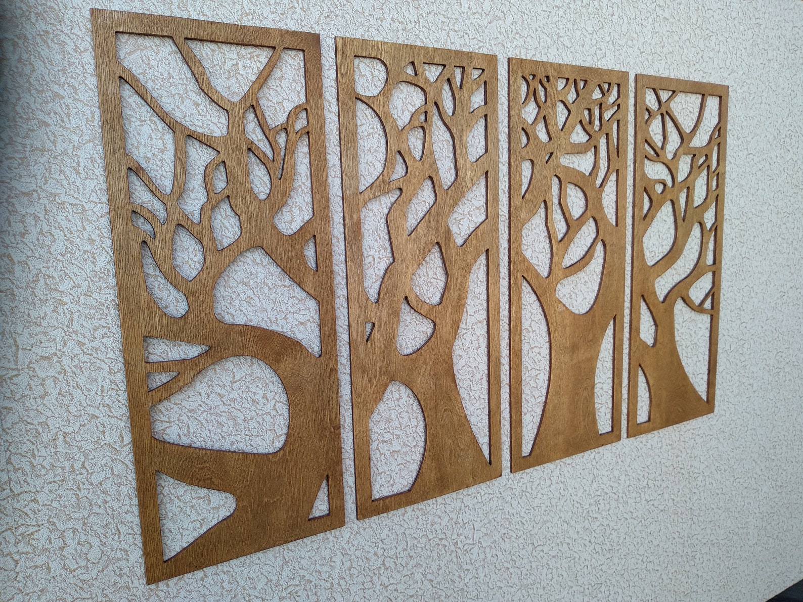 Wooden Wall Art Panel Wood Wall Decor 4 Panel Woodhome | Etsy