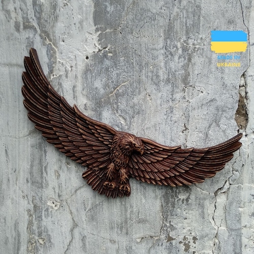 Eagle Carved Wooden Carved Eagle Wall Wood Decor From Oak Etsy
