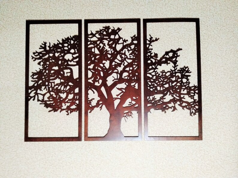 Arbre de vie Décor mural en bois 3 panneaux de bois décor - Etsy France