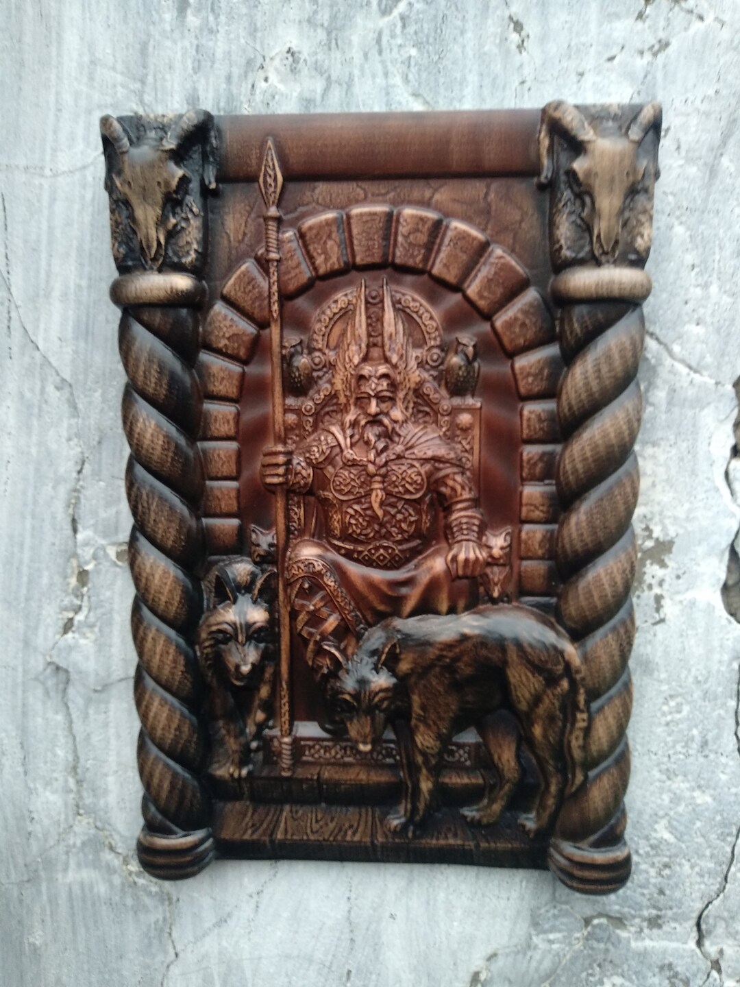 Odin Wood Carving: Viking God Wall Art Decor