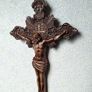 Wooden Crucifix, Jesus Christ, carved wooden cross, wooden cross, Catholic cross
