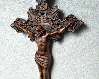 Wooden Crucifix, Jesus Christ, carved wooden cross, wooden cross, Catholic cross