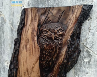 Owl Wooden carved, Carved Owl,Wood Owl