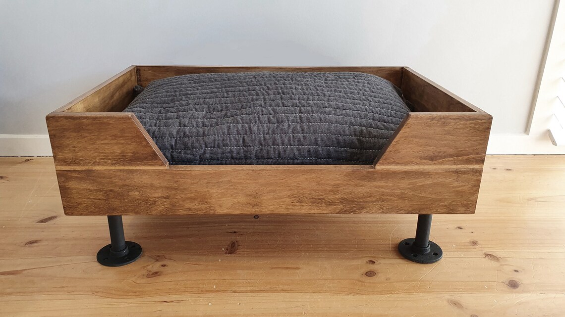 Timber Dog Bed with Industrial Style Pipe Legs Etsy