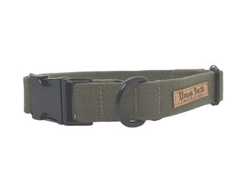 Olive Green Linen Dog Collar