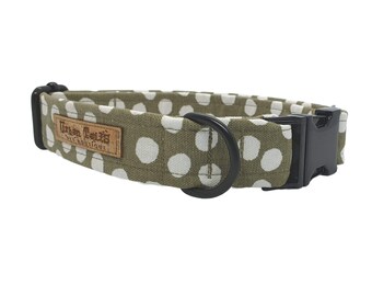 Olive Green Polka Dot Dog Collar