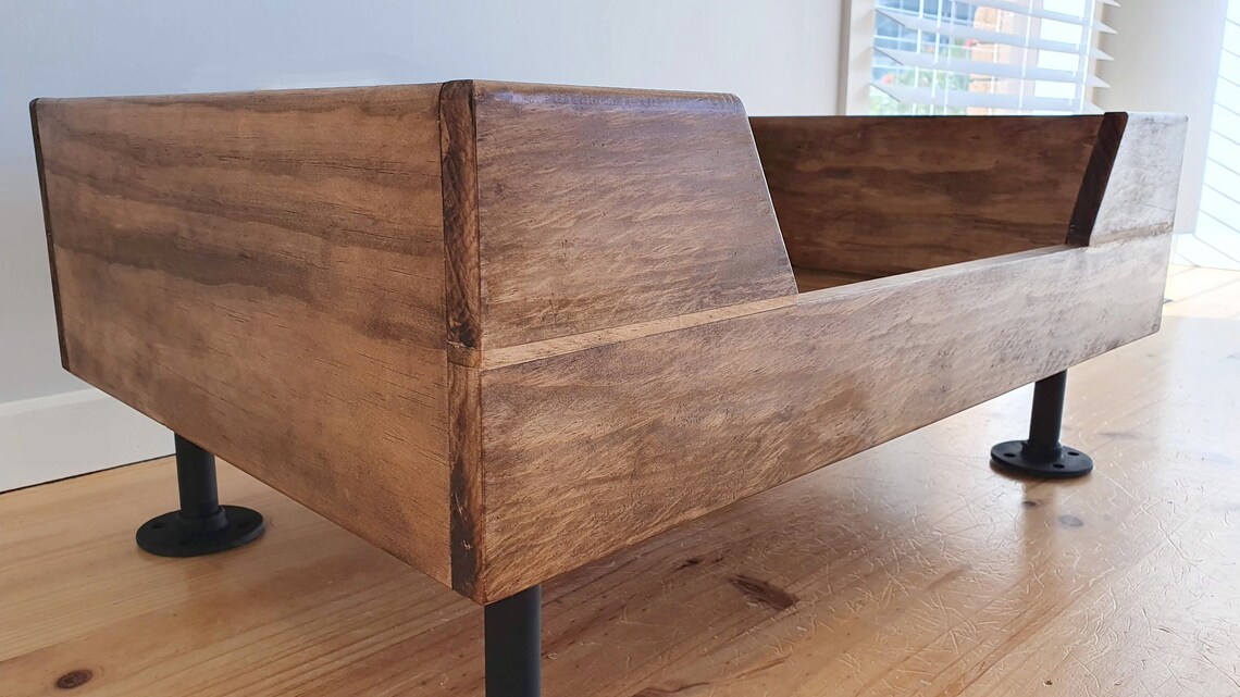 Timber Dog Bed with Industrial Style Pipe Legs Etsy