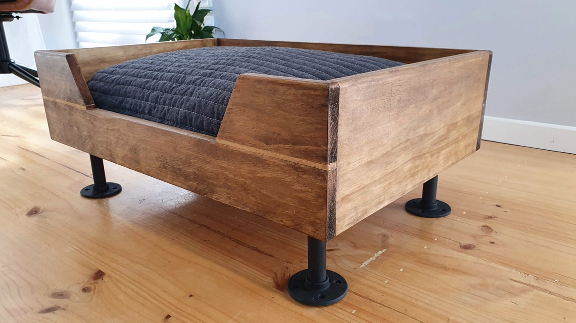 Timber Dog Bed with Industrial Style Pipe Legs Etsy