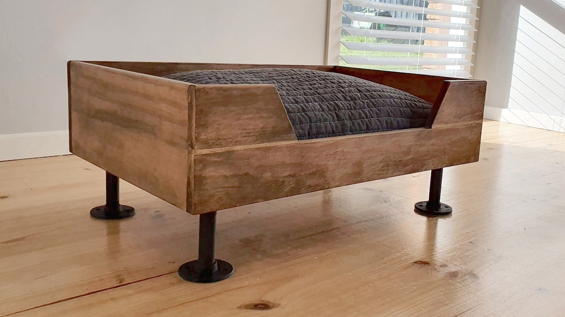 Timber Dog Bed with Industrial Style Pipe Legs Etsy