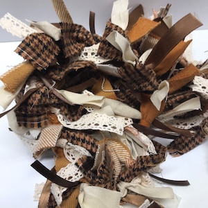 Earth Tone brown rag garland for Fall-Autumn-Halloween-birthdays-weddings-photo backdrops-farmhouse decor-tiered tray-mantle-winter