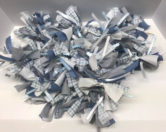 Summer sky blue rag garland for Memorial Day-Spring-Summer-birthdays-weddings-photo backdrops-gender reveal-farmhouse decor-tiered tray-baby