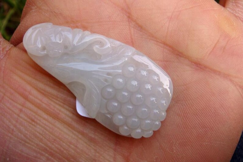 Icy Jadeite Jade Pendant 100/% Natural Untreated Grade A Jadeite Handmade Carved Orchid Bat \u5170\u82b1\u798fBurma Gemstone w Cerificate 3084