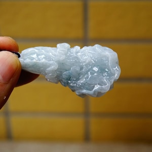 58MM Certified 100% Natural Untreated Grade A Blue Icy Jadeite  cabbage Pendant Gemstone 1186