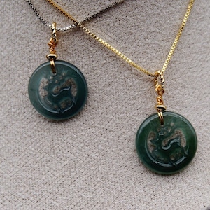100% Natural Untreated Grade A  Icy Highly Translucent Jadeite Carved Deer Pendant 14K Gold Plated bail Chian