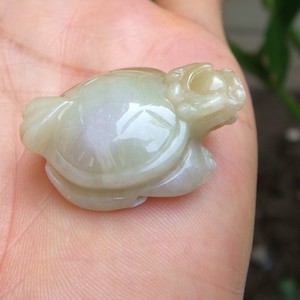 32mm Jadeite  Pendant Natural Untreated Grade A   Handmade Carved 3D Longevity DragonTurtle  Gemstone Cerificate 9071