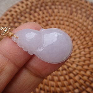 25mm 14K Gold Filled Bail Grade A 100% Natural Jadeite Handmade Carved  Gourd Pendant  Gemstones WITH certificate 778