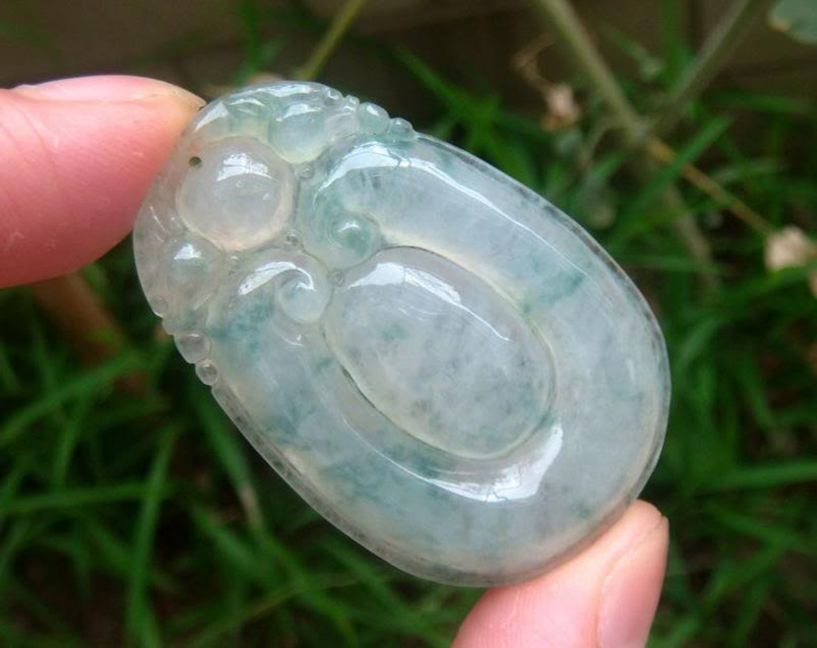 Icy Blue Color Jadeite Jade Pendant 100 Natural Untreated Etsy