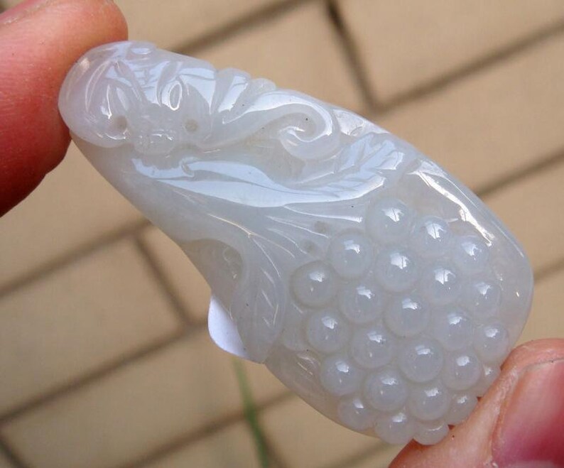 Icy Jadeite Jade Pendant 100/% Natural Untreated Grade A Jadeite Handmade Carved Orchid Bat \u5170\u82b1\u798fBurma Gemstone w Cerificate 3084