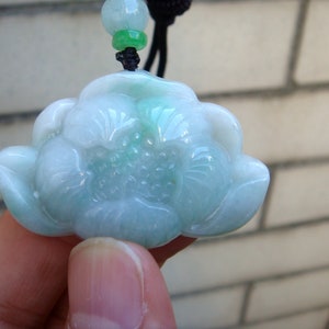 45mm Green ype A Grade A 100% Natural Jadeite Carved Lotus Seed Pod Pendant Gemstones Jewelry certificate 533