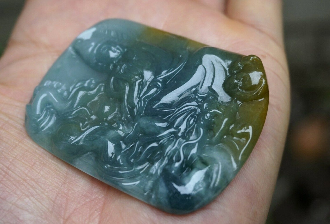 Blue Water Jadeite Jade Certified 100 Natural Untreated Grade Etsy