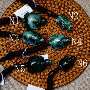 Certified 100% Natural Untreated Grade A Green Jadeite  Carved longevity tortoise Pendant Necklace  Gemstone