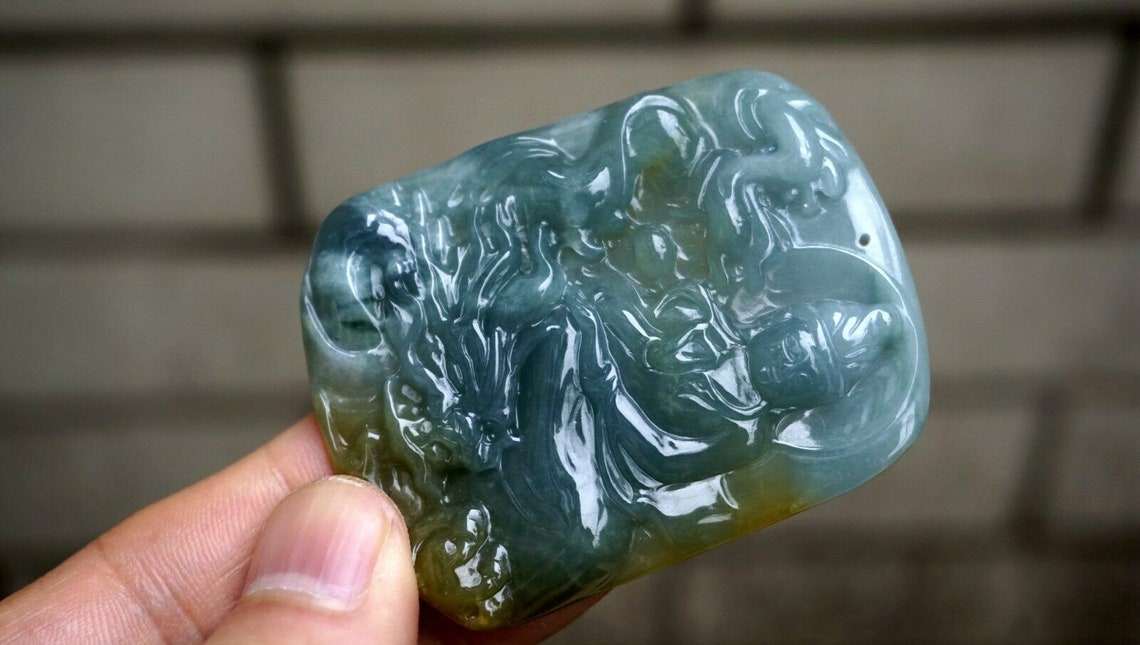 Blue Water Jadeite Jade Certified 100 Natural Untreated Grade Etsy