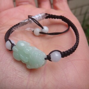 20mm Pixiu Jadeite Bracelet Light White green Natural Grade A Jadeite Handmade Carved Gemstone,  Jewelry  certificate 907