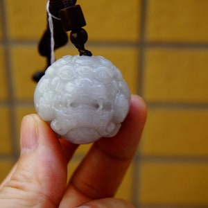 35MM Certified 100% Natural Untreated Grade A White Jadeite Handmade Carved Dragon Ball  Pendant Gemstone 507