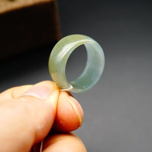 US-Größe 9.19,2 MM Ring zertifiziert 100% natürlich unbehandelt Klasse A eisbraun Jadeit handgefertigt geschnitzter Ring / Anhänger Edelstein 1751