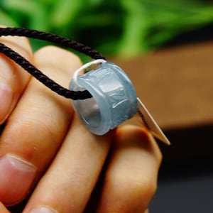 Teal Blue Jadeite Ring Pendant: Grade A Natural Gemstone six words Certified 318