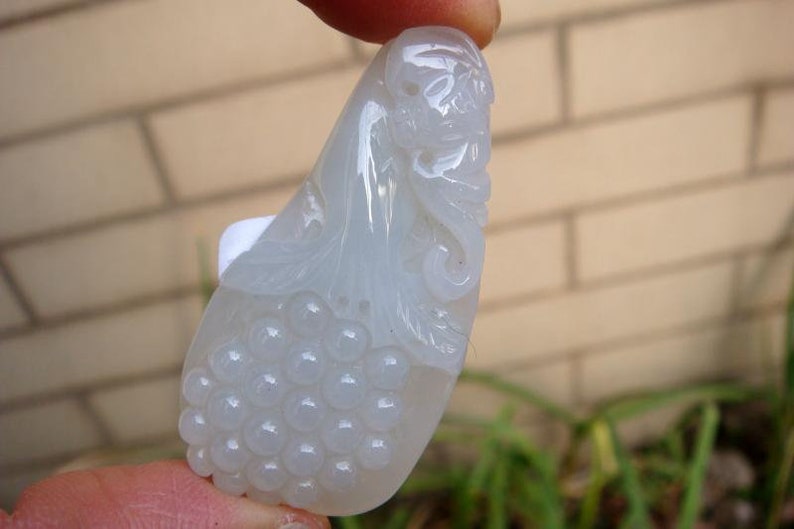 Icy Jadeite Jade Pendant 100/% Natural Untreated Grade A Jadeite Handmade Carved Orchid Bat \u5170\u82b1\u798fBurma Gemstone w Cerificate 3084