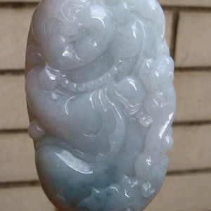 65mm Handmade Carved Buddha Ruyi Pixiu Jadeite  Pendant,Light Green,Natural Grade A Jadeite  Gemstones, Jewelry w certificate 3123