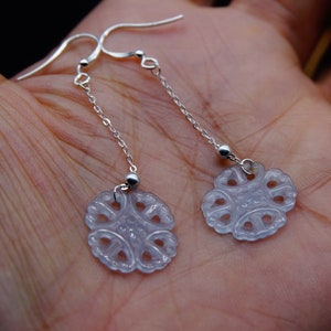 Certified 100% Natural Grade A Jadeite Flower Earrings w 925 Silver Highly Translucent Icy jadeite Gemstones Jewellery