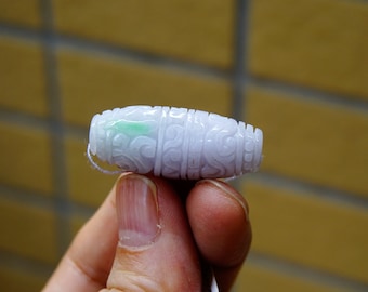 35mm Certified Untreated Grade A Green Lavender Jadeite  Antique Style flower Bead  Pendant/Bracelet 3179