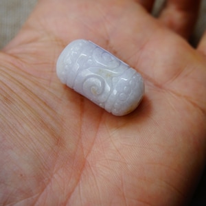 30MM Certified 100% Natural Untreated Grade A Lavender Jadeite Handmade Carved Antique Style flower Bead   Pendant Bracelet  8077