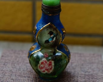 76 mm prachtig Chinees glas binnenschildering Handgemaakte eksterbloemfles