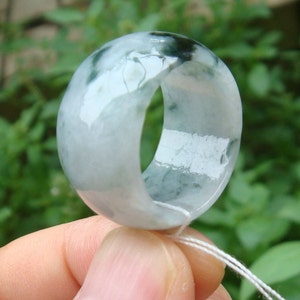 Jadeit US 11, 20,7 mm Ring, weiße Farbe, natürliche Klasse A Typ Jadeit Edelsteine Schmuck handgefertigt geschnitzt NO.052