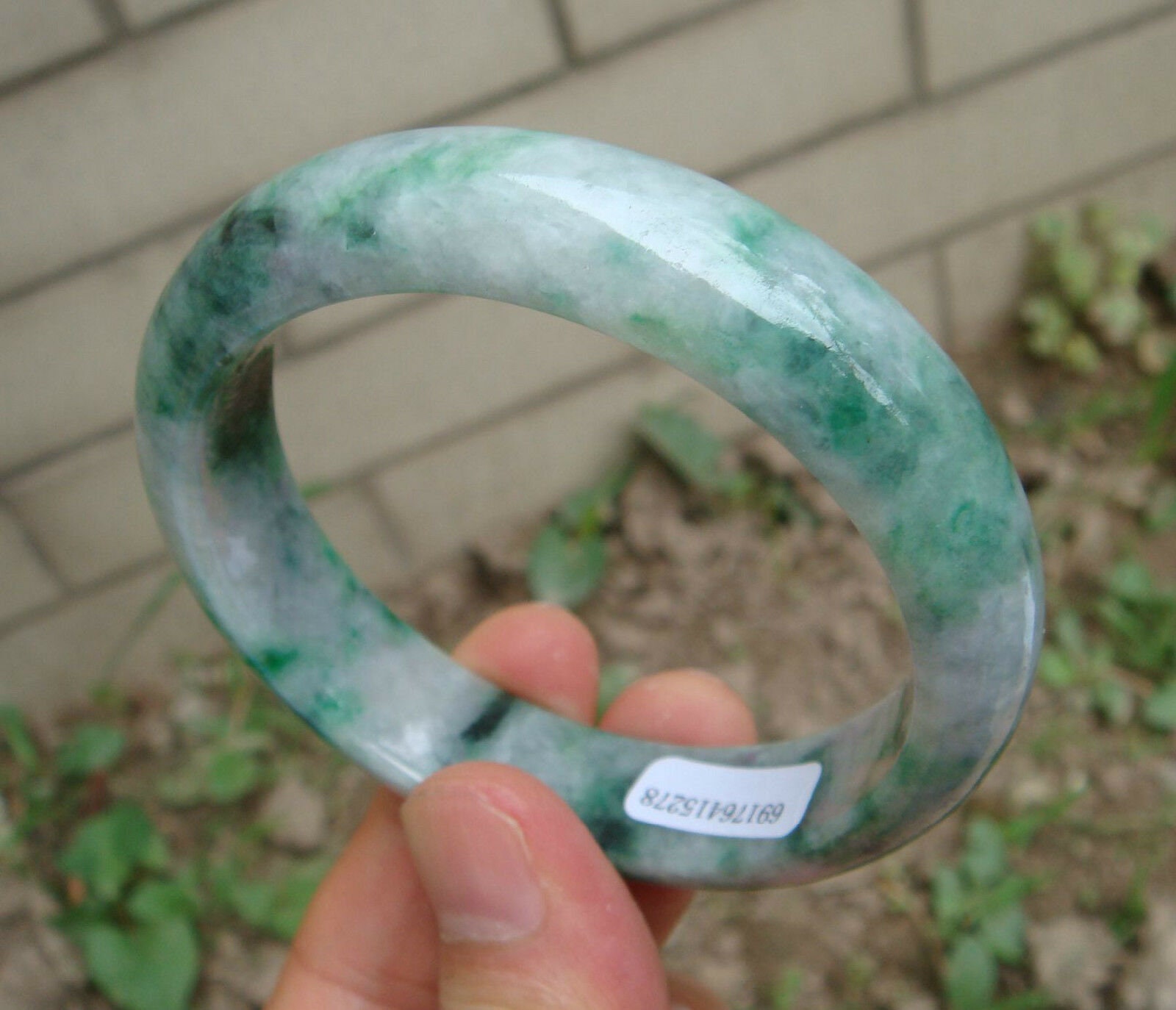 59.98mm (2.36")Jadeite  Bangle Bracelet Grern Certified 100% Natural Untreated Grade A  Handmade Carved Gemstone 5278