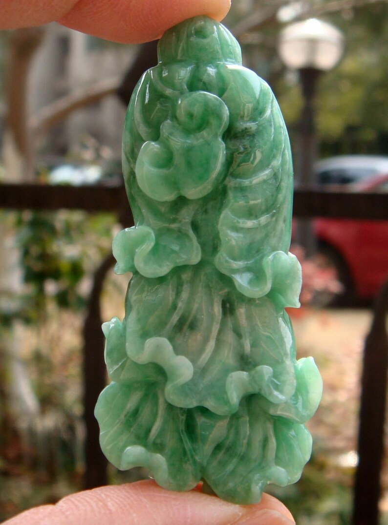 Green Jadeite Jade Pendant Hong Kong Certified 100 Natural Etsy