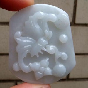 45mm Jadeite  Pendant  Certifie Natural Untreated Grade A Exquisite Handmade Carved Butterfly Coin  Gemstone 6499