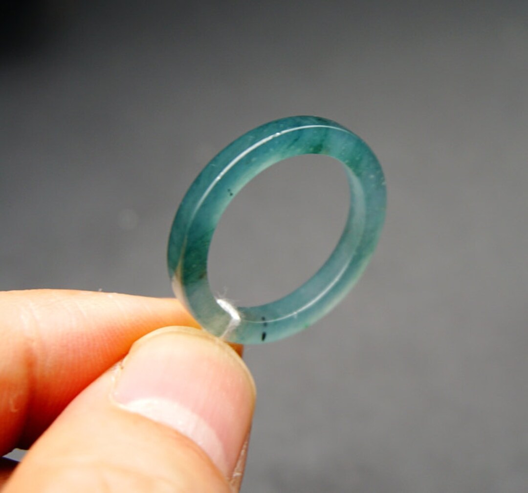 US 9 ,19MM Ring Certified Grade A Translucent Icy Bluish Floral Blue ...