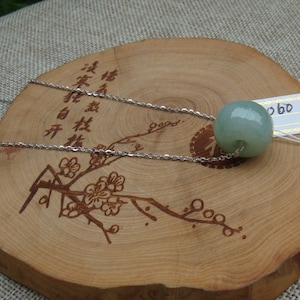 Jadeite   19 MM Bead 路路通Light Green gray Natural Grade A Type Jadeite Gemstones Jewelry Handmade Carved Bead NO.060