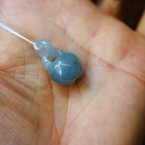 22x14x12mm Certified 100% Natural Grade A Untreated Icy Gray Green Jadeite Jade Carved Apple with Interlocking  Pendant Gemstone 2486